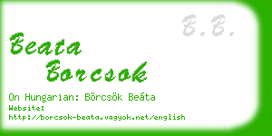 beata borcsok business card